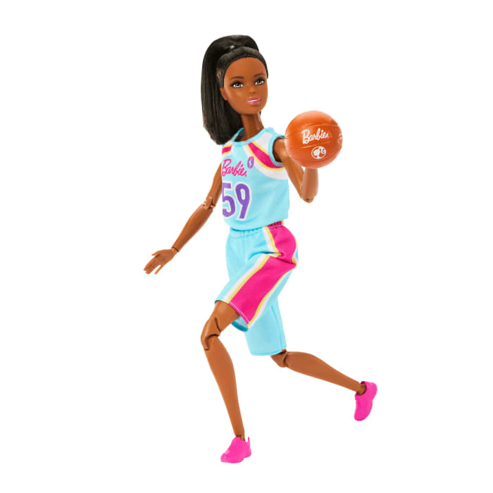 Hot Wheels Barbie Made To Move Basketball Player Doll & Accessories Brunette Doll Wearing Uniform With Ball