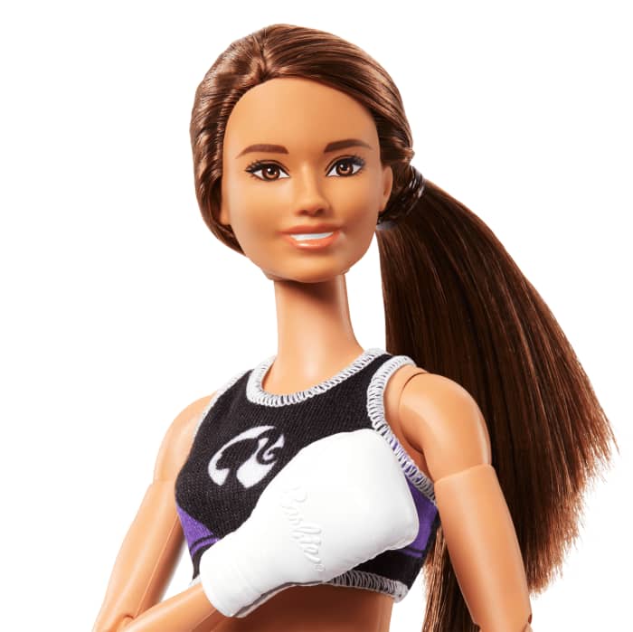 hot wheels Barbie Made To Move Boxer Doll & Accessories Brunette Doll Wearing Uniform With Boxing Gloves