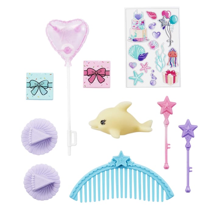 Hot Wheels Barbie Mermaid Doll Ultimate Gift Set With 3 Dolls Sticker Sheet & Party Accessories