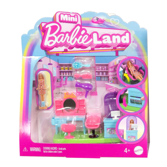 Hot Wheels Barbie Mini Barbie Land Doll House Playsets With 1.5-Inch Doll Furniture & Accessories