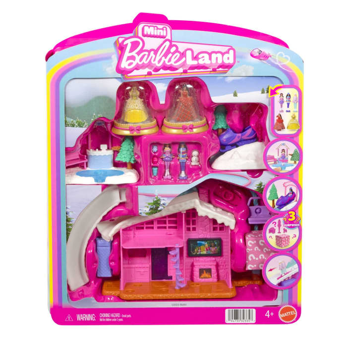 hot wheels Barbie Mini Barbieland Bundle including 2 Holiday Dolls 3 Snow Playsets 3 Other 1.5-inch Dolls