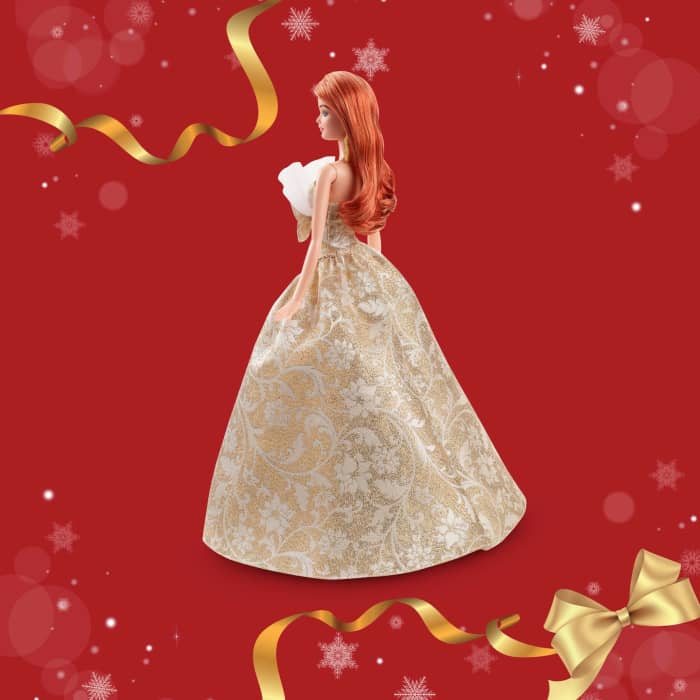 Hot Wheels Barbie Signature 2025 Holiday Barbie Fashion Doll Seasonal Collector Red Hair With Silver & Gold Gown