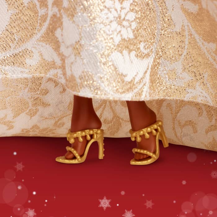 Hot Wheels Barbie Signature 2025 Holiday Barbie Fashion Doll Seasonal Collector Black Hair With Silver & Gold Gown