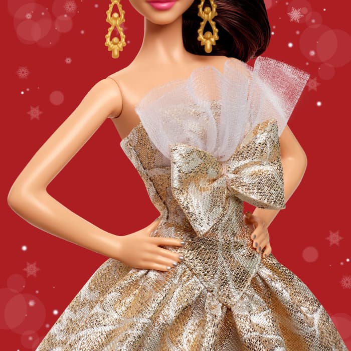 Hot Wheels Barbie Signature 2025 Holiday Barbie Fashion Doll Seasonal Collector Light Brown Hair With Silver & Gold Gown