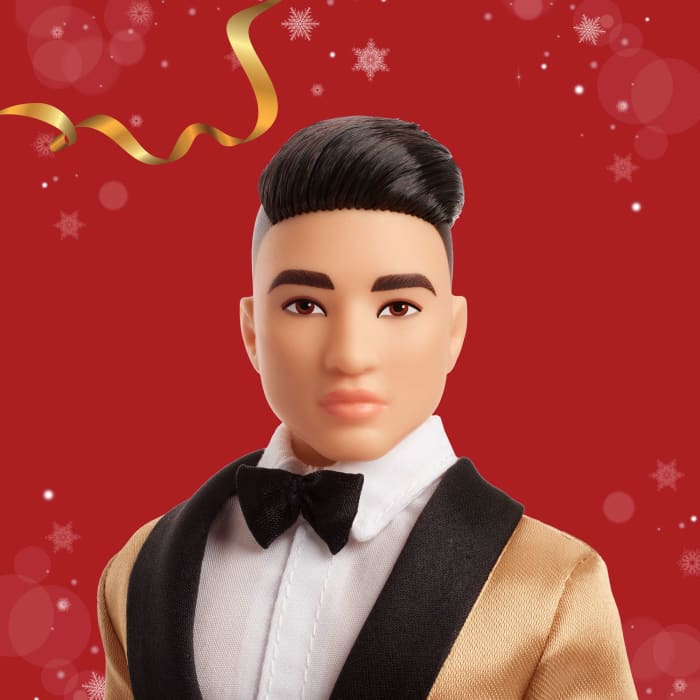 hot wheels Barbie Signature 2025 Holiday Black Hair Ken Collectible Fashion Doll Wearing Full Suit With Golden Jacket