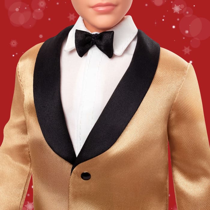 Hot Wheels Barbie Signature 2025 Holiday Blonde Ken Collectible Fashion Doll Wearing Full Suit With Golden Jacket