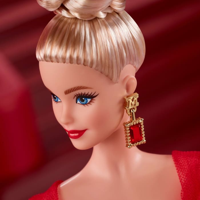 Hot Wheels Barbie Signature Collectible Doll For Mattel 80Th Anniversary Glittery Red Tulle Gown Blonde Hair
