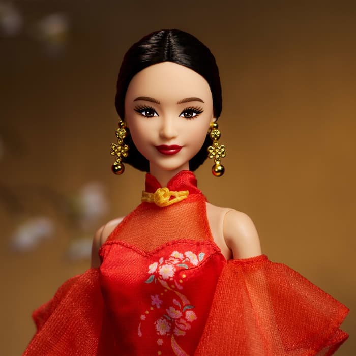 Hot Wheels Barbie Signature Lunar New Year Barbie Doll Collectible With Qipao Dress & Golden Accessories