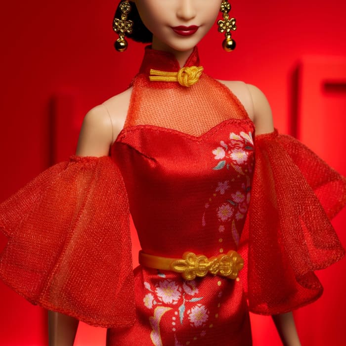 Hot Wheels Barbie Signature Lunar New Year Barbie Doll Collectible With Qipao Dress & Golden Accessories
