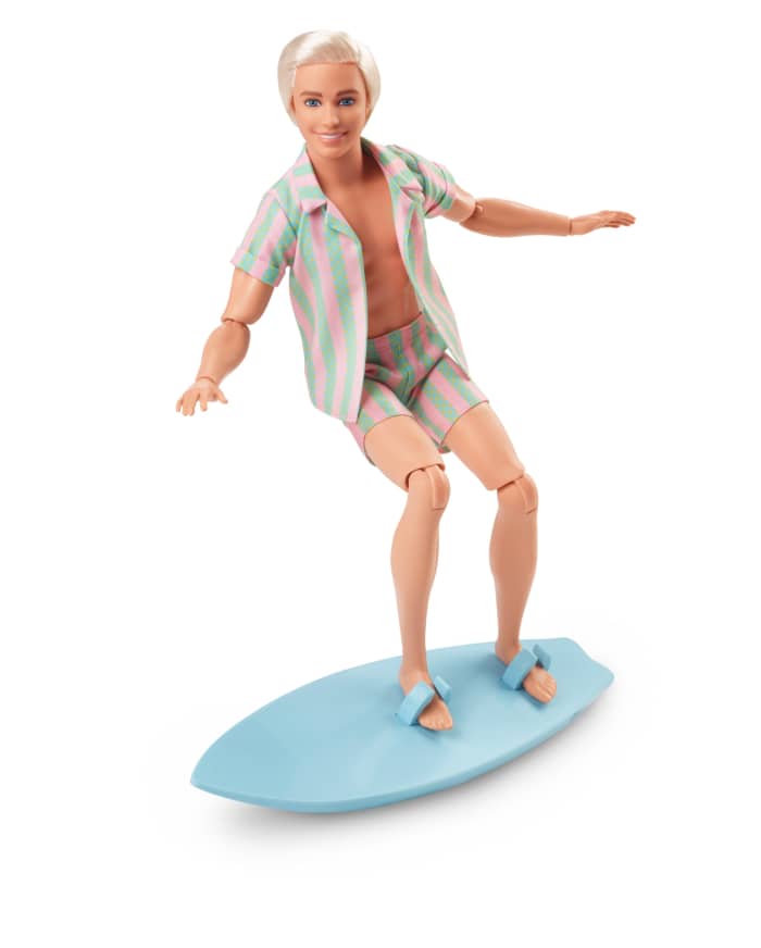 Hot Wheels Barbie The Movie Ken Doll Wearing Pastel Striped Beach Matching Set