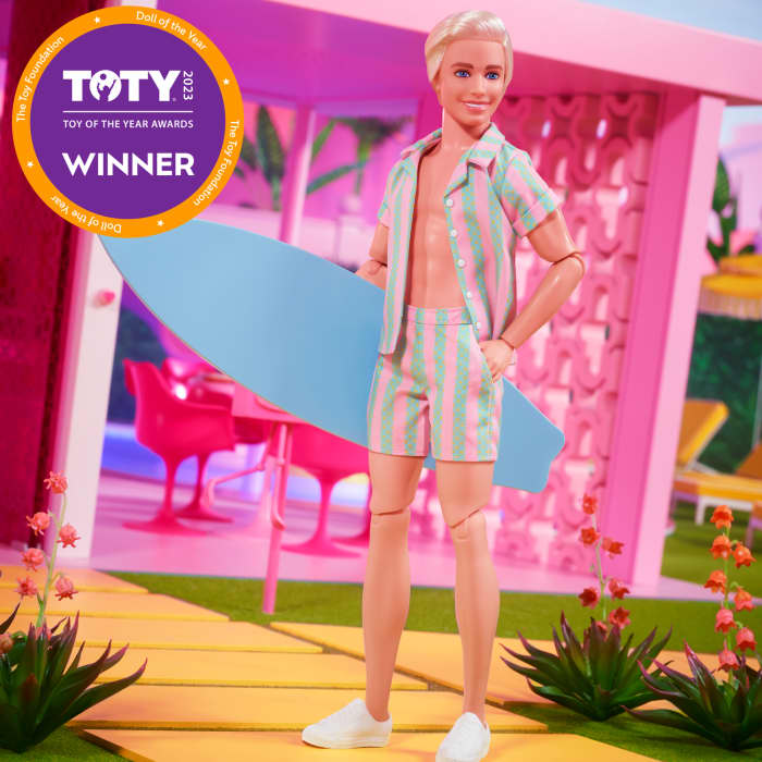 hot wheels Barbie The Movie Ken Doll Wearing Pastel Striped Beach Matching Set