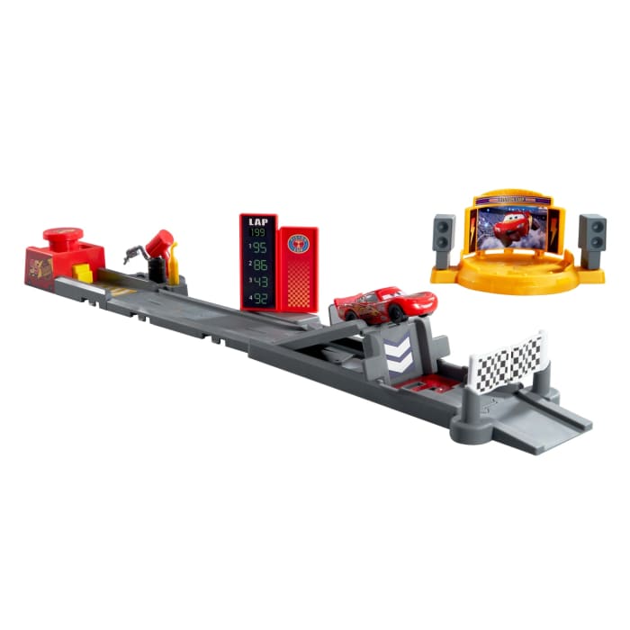 Hot Wheels Disney And Pixar Cars Piston Cup Jump And Stunt Runway Playset & Lightning Mcqueen Toy Car