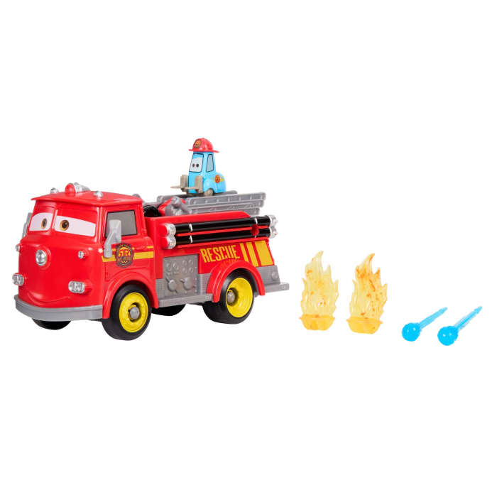 Hot Wheels Disney And Pixar Cars Radiator Springs Race & Rescue Fire Fighting Red & Guido & Accessories