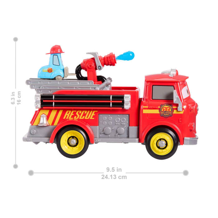 Hot Wheels Disney And Pixar Cars Radiator Springs Race & Rescue Fire Fighting Red & Guido & Accessories