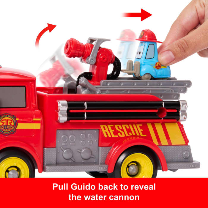 hot wheels Disney And Pixar Cars Radiator Springs Race & Rescue Fire Fighting Red & Guido & Accessories