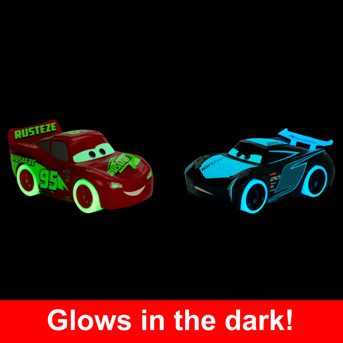 hot wheels Disney And Pixar Cars Track Talkers Glow Racers Lightning Mcqueen & Jackson Storm 2-Pack