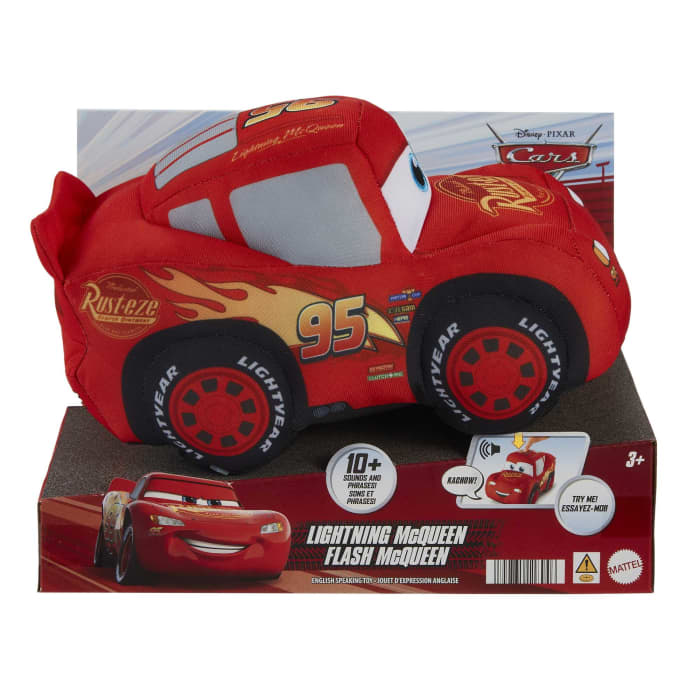 Hot Wheels Disney And Pixar's Cars Lightning Mcqueen Talking Soft Plush 15 Sounds And Phrases