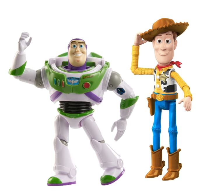 Hot Wheels Disney And Pixar Toy Story 7-Inch Woody And Buzz Action Figure Toys 2-Pack Pizza Planet Adventure