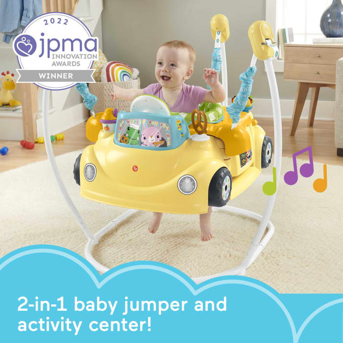hot wheels Fisher-Price 2-in-1 Servin’ Up Fun Jumperoo Baby Activity Center With Music Lights & Smart Stages