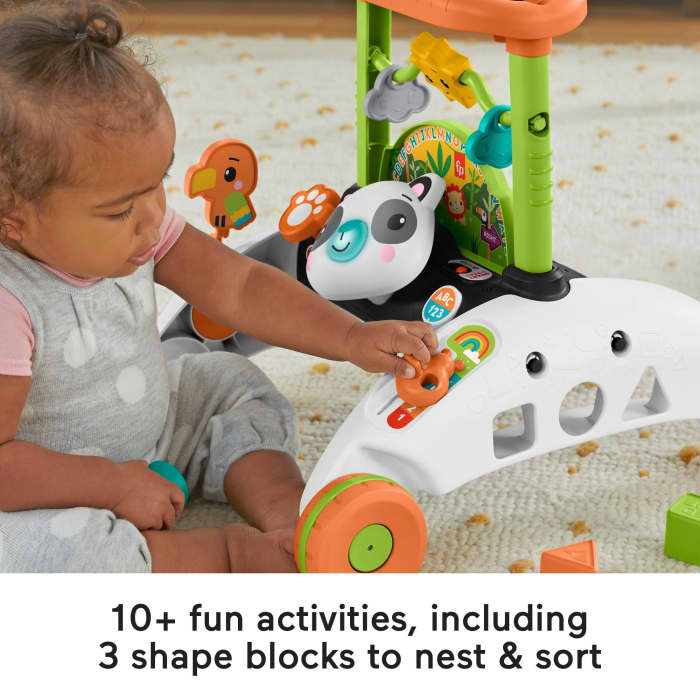 Hot Wheels Fisher-Price 2-Sided Steady Speed Panda Walker Baby & Toddler Learning Toy With Music & Blocks