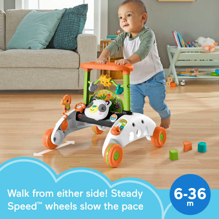 hot wheels Fisher-Price 2-Sided Steady Speed Panda Walker Baby & Toddler Learning Toy With Music & Blocks