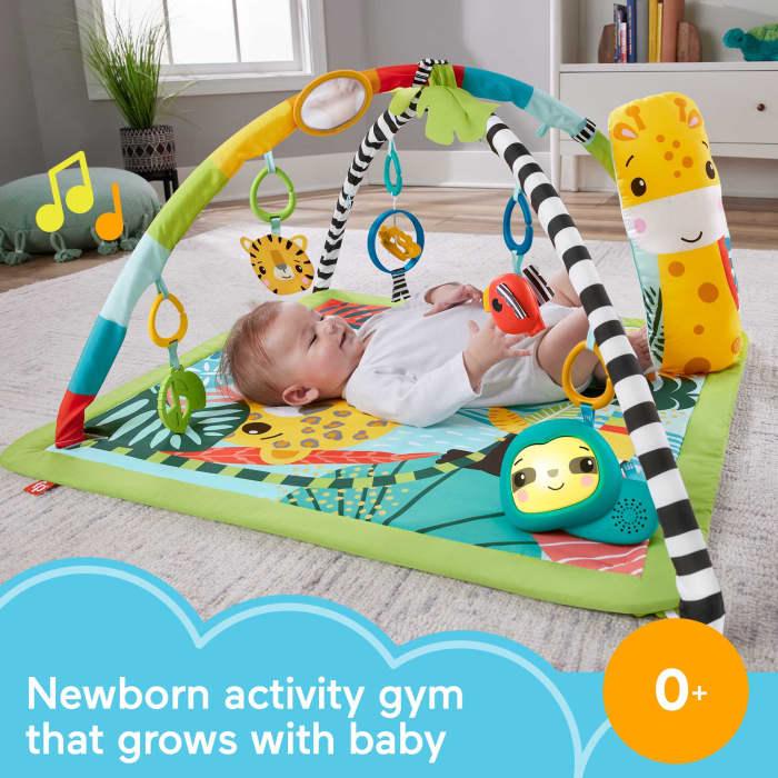 hot wheels Fisher-Price 3-In-1 Rainforest Sensory Gym Tummy Wedge With 6 Baby Toys Newborn To Toddler