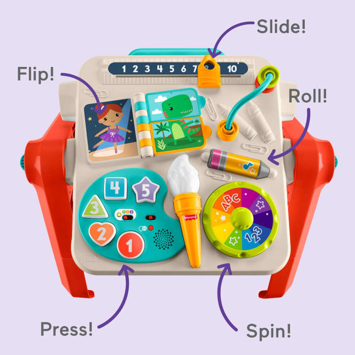 Hot Wheels Fisher-Price 4-In-1 Activity Table & Easel Baby & Toddler Electronic Learning Toy Multilanguage Version