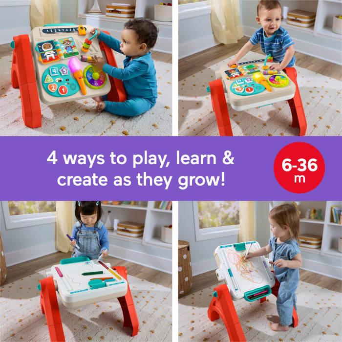 hot wheels Fisher-Price 4-In-1 Activity Table & Easel Baby & Toddler Electronic Learning Toy Multilanguage Version