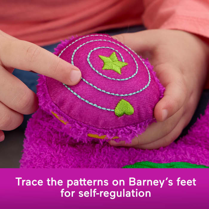 Hot Wheels Fisher-Price Barney's World Sensory Barney Plush Toy With Fidget Activity For Toddlers