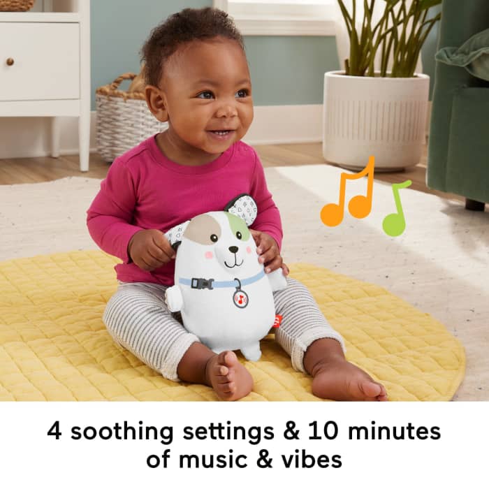 Hot Wheels Fisher-Price Calming Vibes Puppy Soother Portable Sound Machine Plush Toy For Newborns