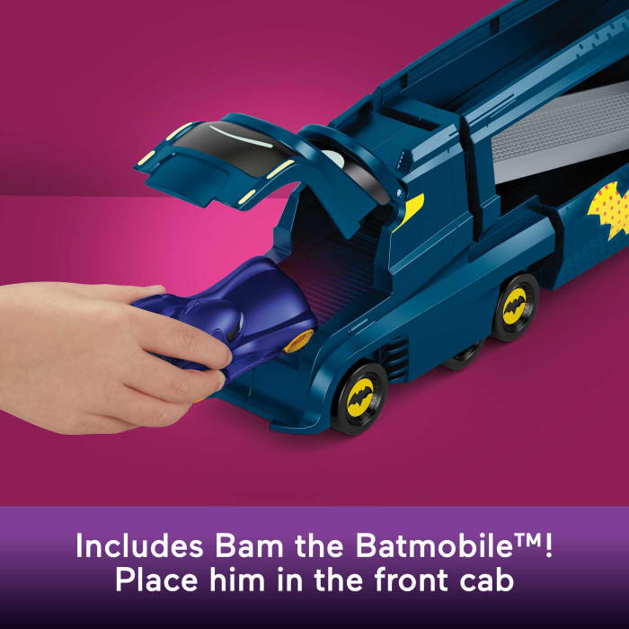 Hot Wheels Fisher-Price DC Batwheels Bat-Big Rig Toy Hauler & Car With Ramp & Vehicle Storage