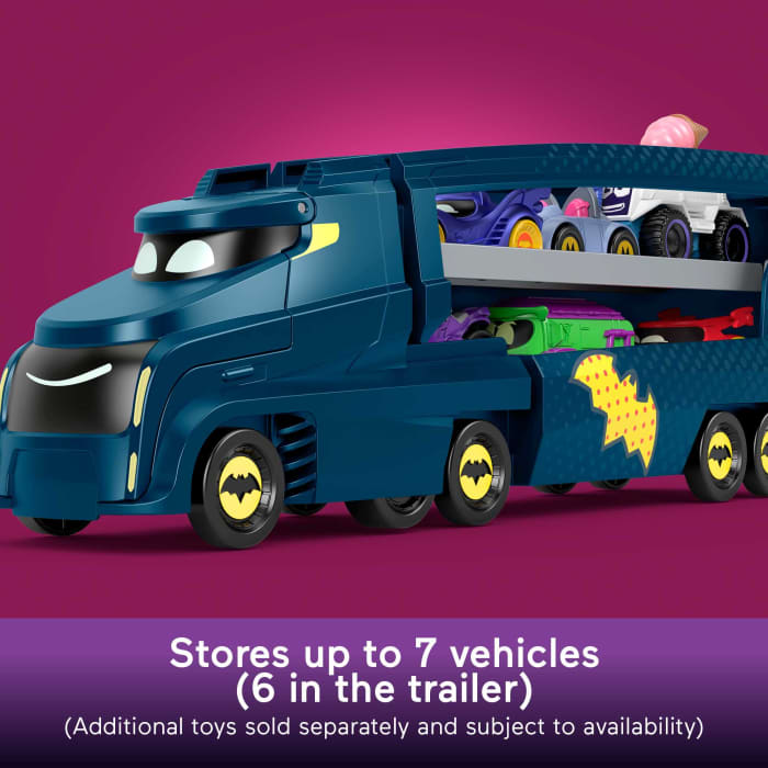 Hot Wheels Fisher-Price DC Batwheels Bat-Big Rig Toy Hauler & Car With Ramp & Vehicle Storage