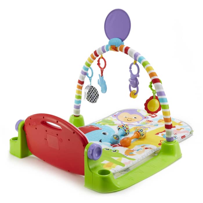 Hot Wheels Fisher-Price Deluxe Kick & Play Piano Baby Gym Learning Toy & Newborn Rattle Maracas
