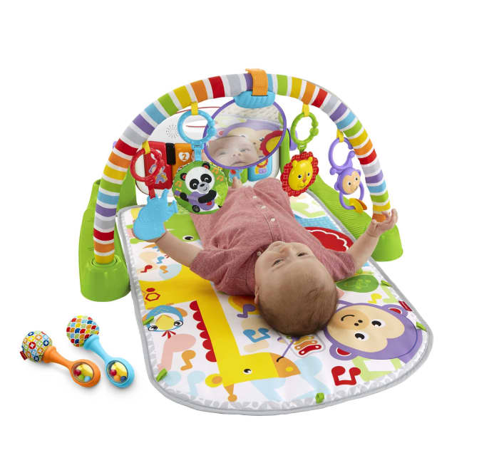 hot wheels Fisher-Price Deluxe Kick & Play Piano Baby Gym Learning Toy & Newborn Rattle Maracas