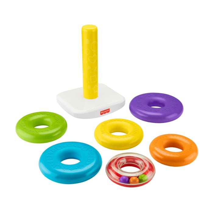 Hot Wheels Fisher-Price Giant Rock-A-Stack Baby Toy Ring Stacking Toy For Infants And Toddlers 14+ Inches Tall