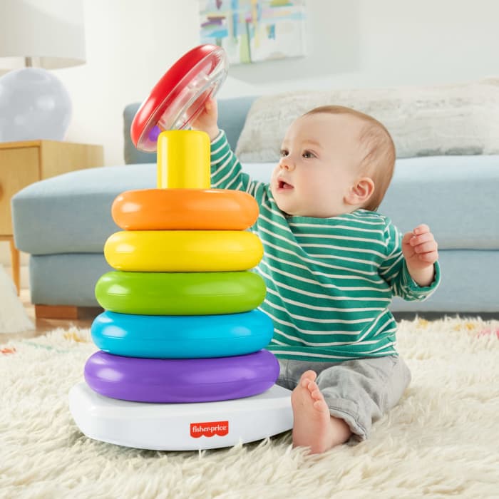 hot wheels Fisher-Price Giant Rock-A-Stack Baby Toy Ring Stacking Toy For Infants And Toddlers 14+ Inches Tall