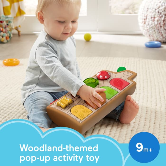 hot wheels Fisher-Price Hide & Peek Pop-Up Animal-Themed Baby Sensory Activity Toy With Wood & Sounds
