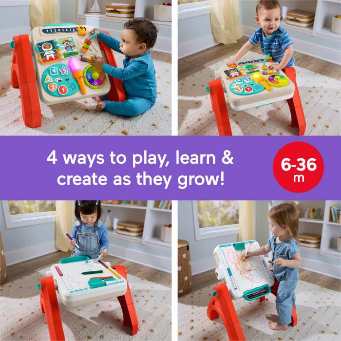 hot wheels Fisher-Price Laugh & Learn 4-In-1 Activity Table & Easel Electronic Learning Toy For Baby & Toddler