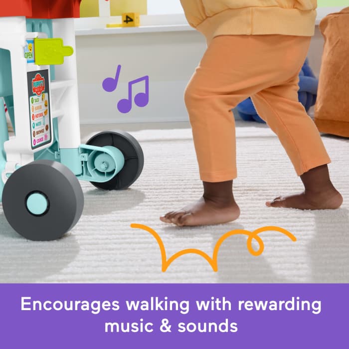 Hot Wheels Fisher-Price Laugh & Learn 4-In-1 Snack Cart Walker Baby & Toddler Learning Toy With 14 Play Pieces