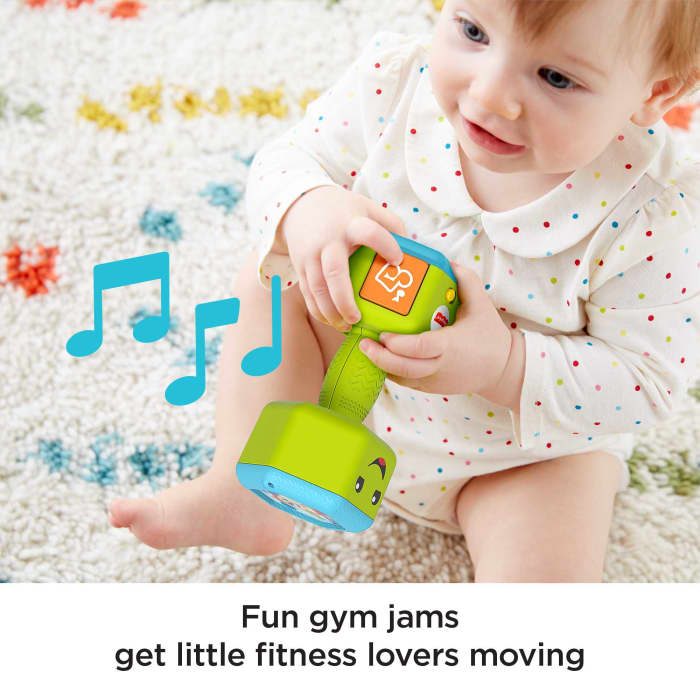 Hot Wheels Fisher-Price Laugh & Learn Countin’ Reps Dumbbell Musical Rattle Toy For Infant & Toddler