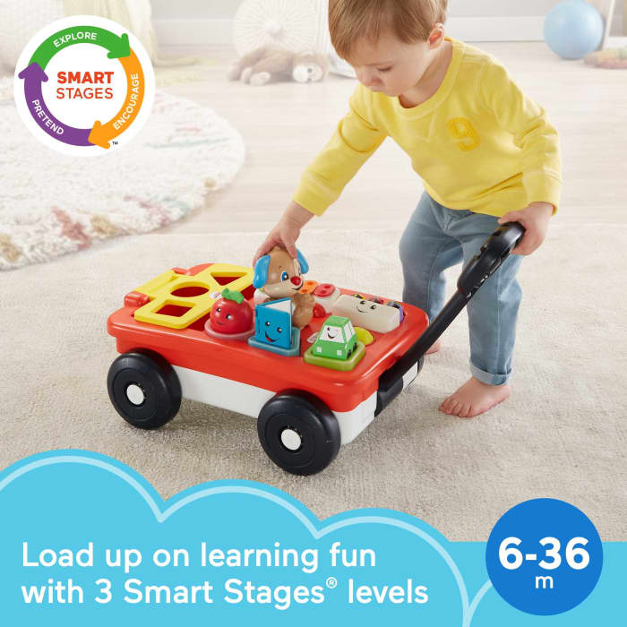 hot wheels Fisher-Price Laugh & Learn Pull & Play Learning Wagon Baby & Toddler Toy With 4 Accessories