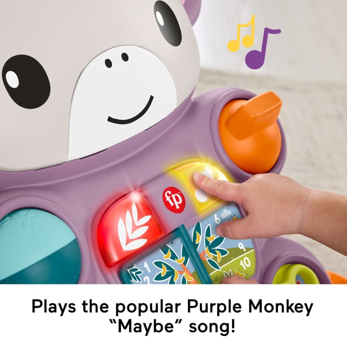 Hot Wheels Fisher-Price Learn With Me Purple Monkey Push Walker Baby Musical Learning Activity Toy