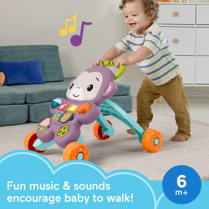 hot wheels Fisher-Price Learn With Me Purple Monkey Walker Baby Learning Toy With Music & Lights
