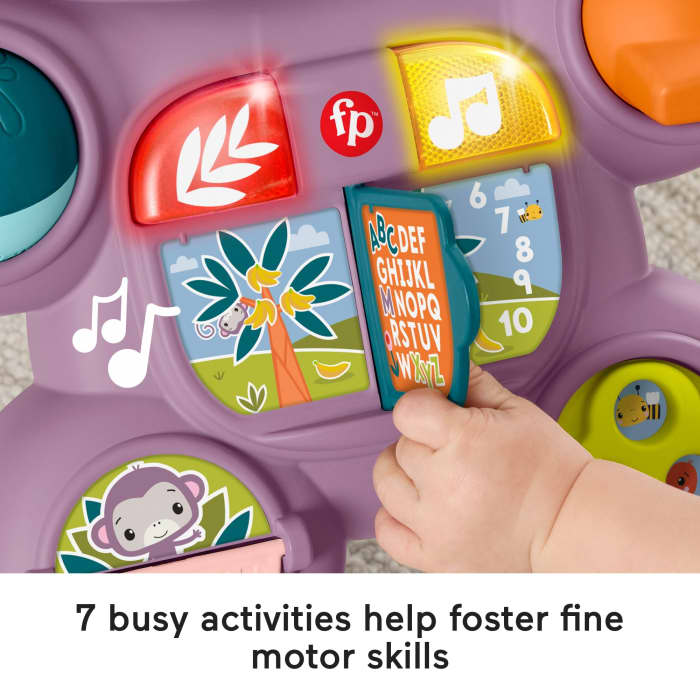 Hot Wheels Fisher-Price Learn With Me Purple Monkey Walker Baby Learning Toy With Music & Lights