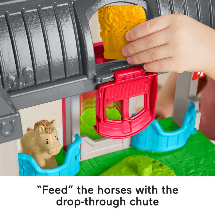 Hot Wheels Fisher-Price Little People Friendly Horses Stable Toddler Playset With Sounds 6 Play Pieces