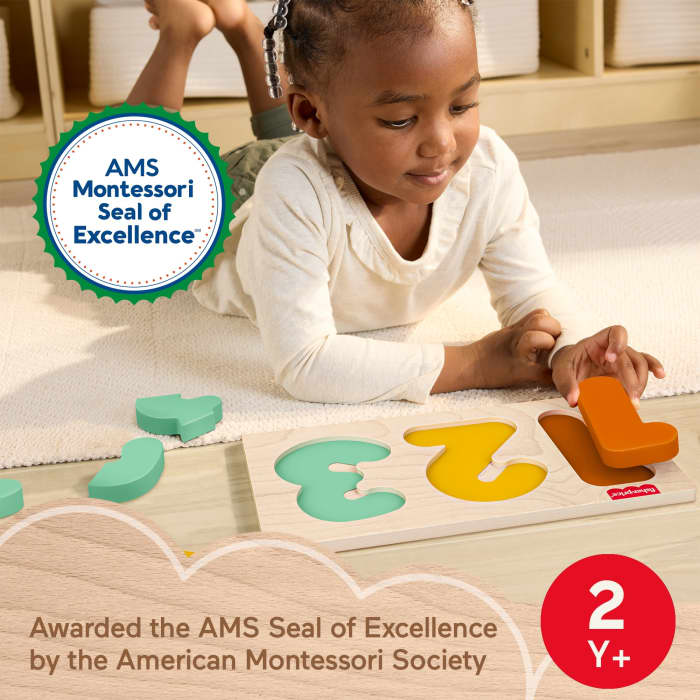 hot wheels Fisher-Price Montessori Wooden 1-2-3 Puzzle Toddler Learning Toy 7 Wood Pieces