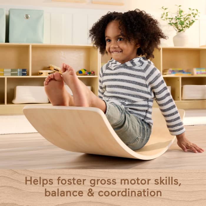 Hot Wheels Fisher-Price Montessori Wooden Rockin’ Balance Board Learning Activity For Kids 31.7 Inches