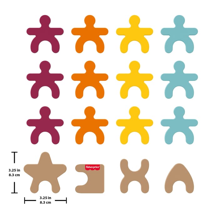 Hot Wheels Fisher-Price Montessori Wooden Stacking Shapes Set Of 16 Wood Pieces For Toddlers & Kids