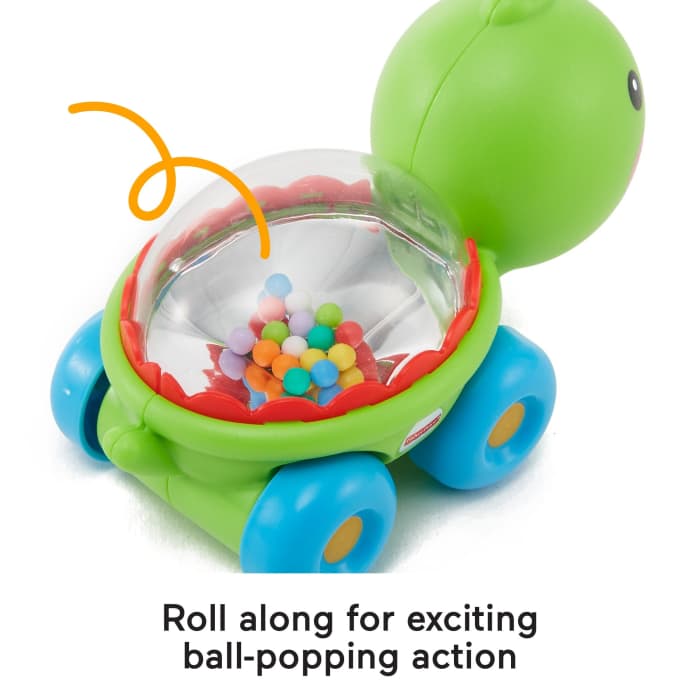 Hot Wheels Fisher-Price Poppity Pop Turtle Push-Along Vehicle With Sounds For Infant Crawling Play