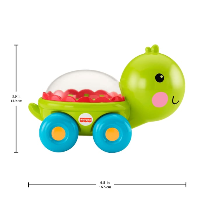 Hot Wheels Fisher-Price Poppity Pop Turtle Push-Along Vehicle With Sounds For Infant Crawling Play
